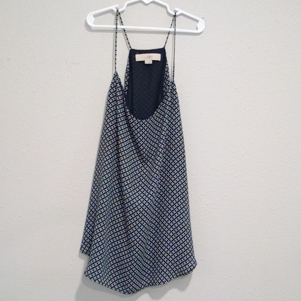 Ann Taylor LOFT, size S, blue/white flower pattern, tank top